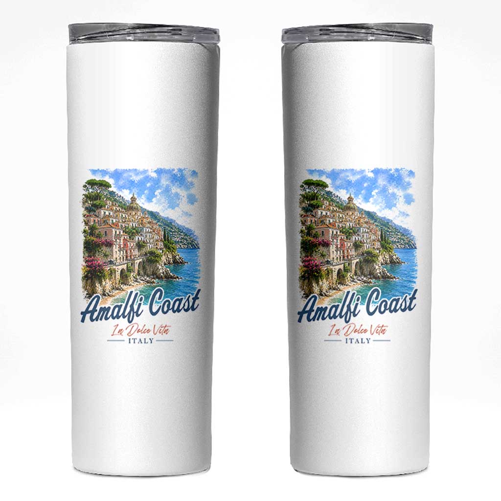 Amalfi Coast Skinny Tumbler La Dolce Vita Italy Coastal Village Vintage Mediterranean Paradise
