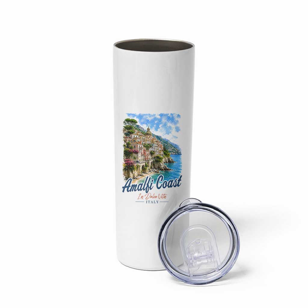 Amalfi Coast Skinny Tumbler La Dolce Vita Italy Coastal Village Vintage Mediterranean Paradise