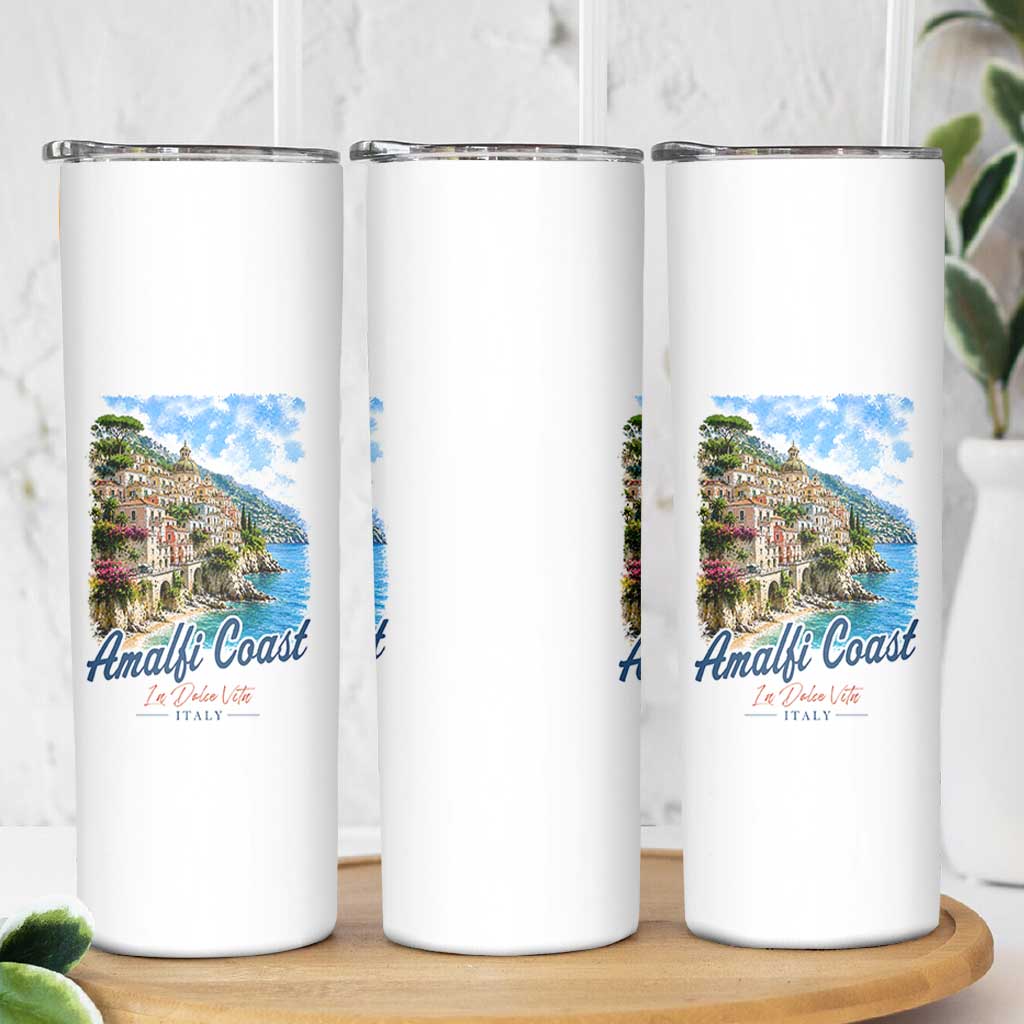 Amalfi Coast Skinny Tumbler La Dolce Vita Italy Coastal Village Vintage Mediterranean Paradise
