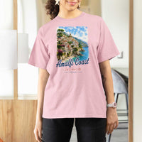 Amalfi Coast T Shirt For Women La Dolce Vita Italy Coastal Village Vintage Mediterranean Paradise