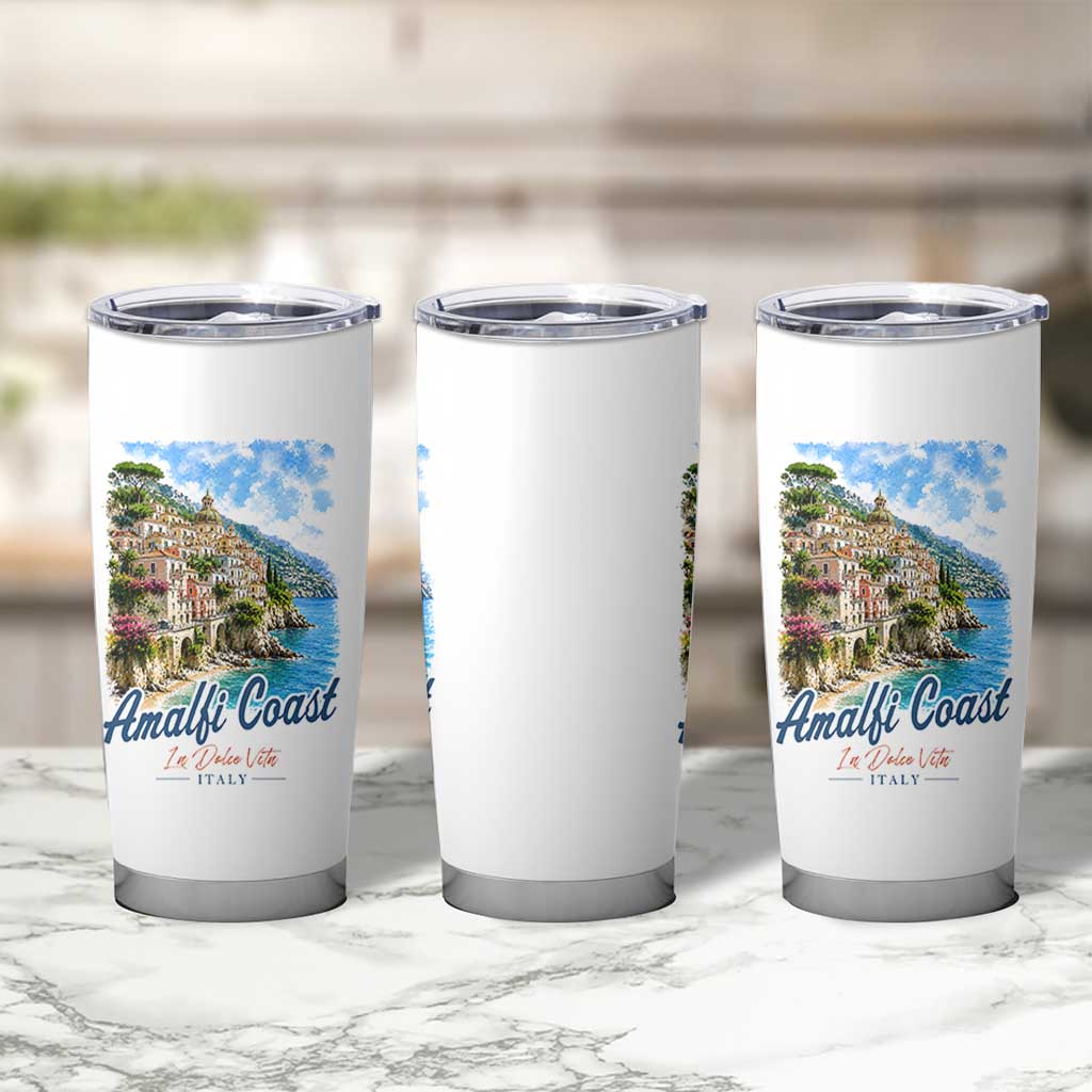 Amalfi Coast Tumbler Cup La Dolce Vita Italy Coastal Village Vintage Mediterranean Paradise