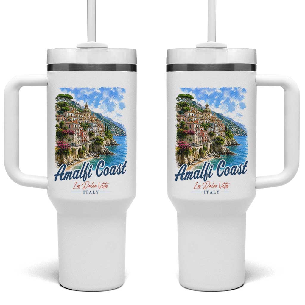 Amalfi Coast Tumbler With Handle La Dolce Vita Italy Coastal Village Vintage Mediterranean Paradise