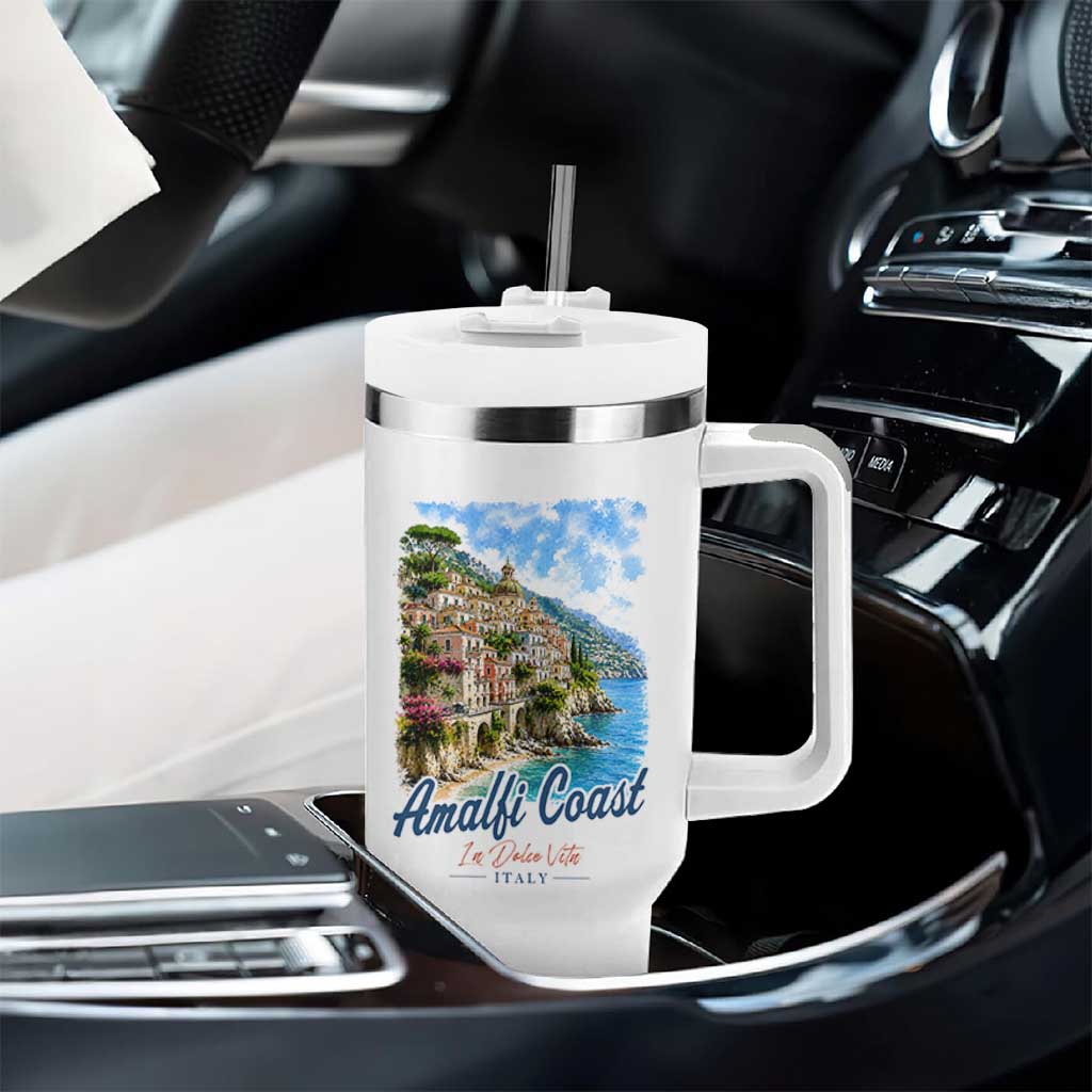 Amalfi Coast Tumbler With Handle La Dolce Vita Italy Coastal Village Vintage Mediterranean Paradise