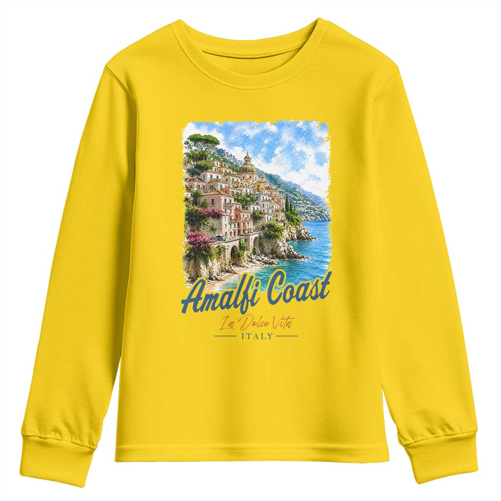 Amalfi Coast Youth Sweatshirt La Dolce Vita Italy Coastal Village Vintage Mediterranean Paradise