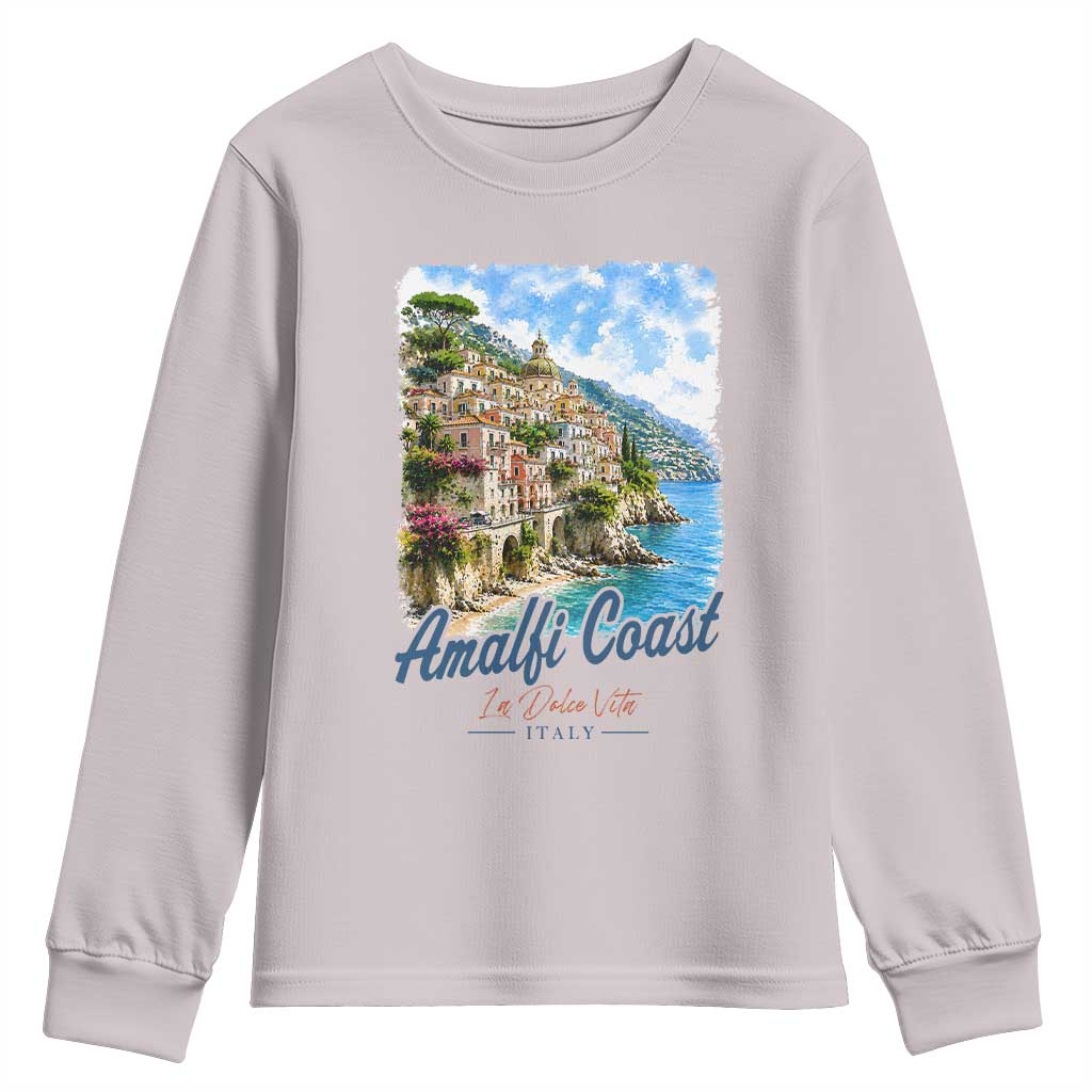 Amalfi Coast Youth Sweatshirt La Dolce Vita Italy Coastal Village Vintage Mediterranean Paradise