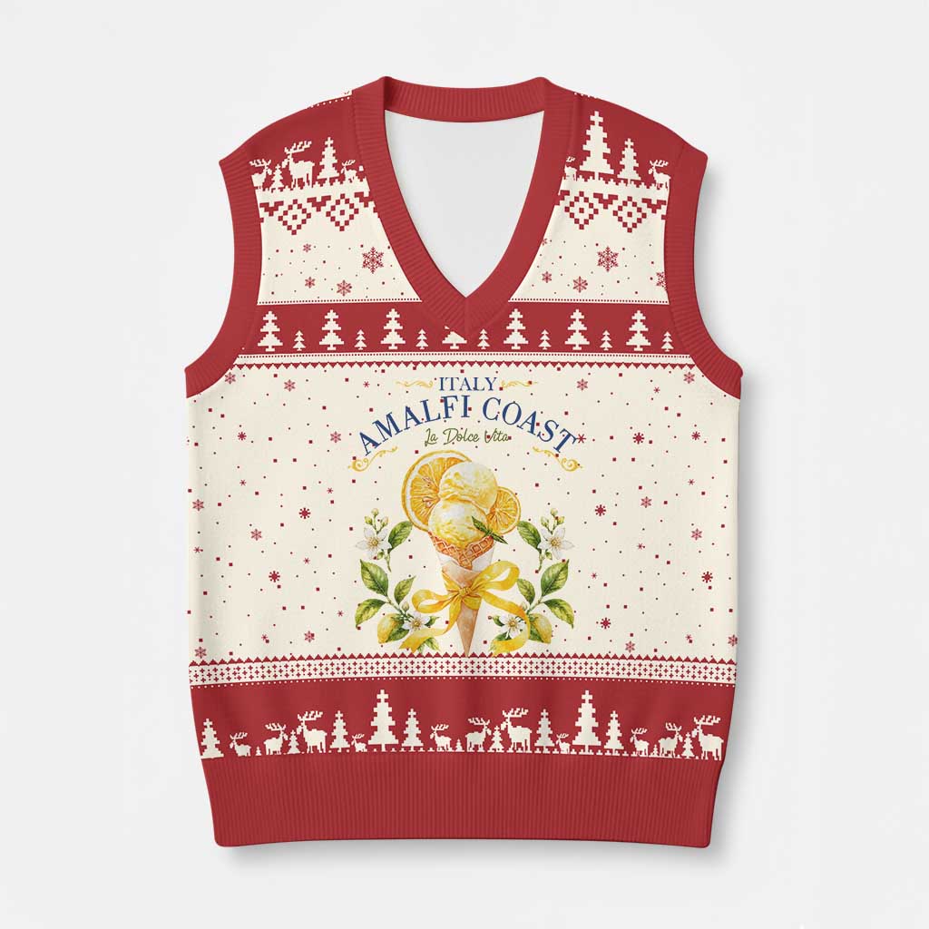 Amalfi Coast Limoncello Gelato V-Neck Knit Sweater Vest La Dolce Vita Italy Lemon Dessert Summer