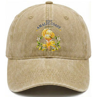 Amalfi Coast Limoncello Gelato Washed Cotton Baseball Cap La Dolce Vita Italy Lemon Dessert Summer