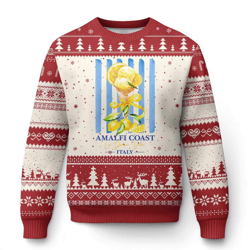 Amalfi Coast Italy Lemon Gelato Ugly Christmas Sweater La Dolce Vita Citrus Summer Travel Vintage Coastal