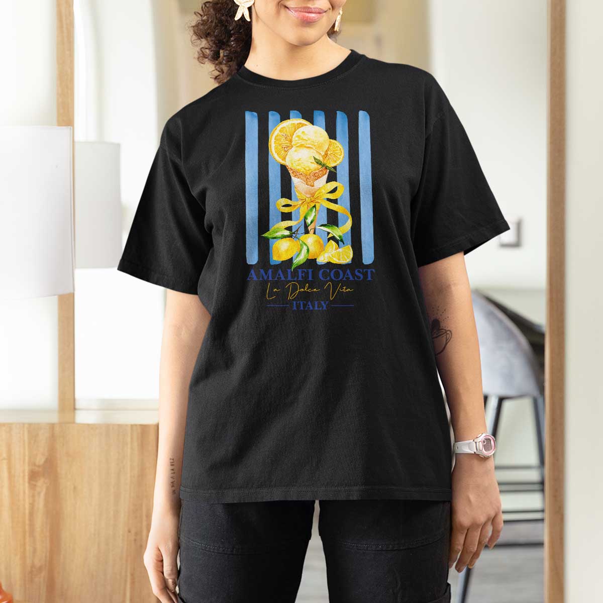 Amalfi Coast Italy Lemon Gelato T Shirt For Women La Dolce Vita Citrus Summer Travel Vintage Coastal
