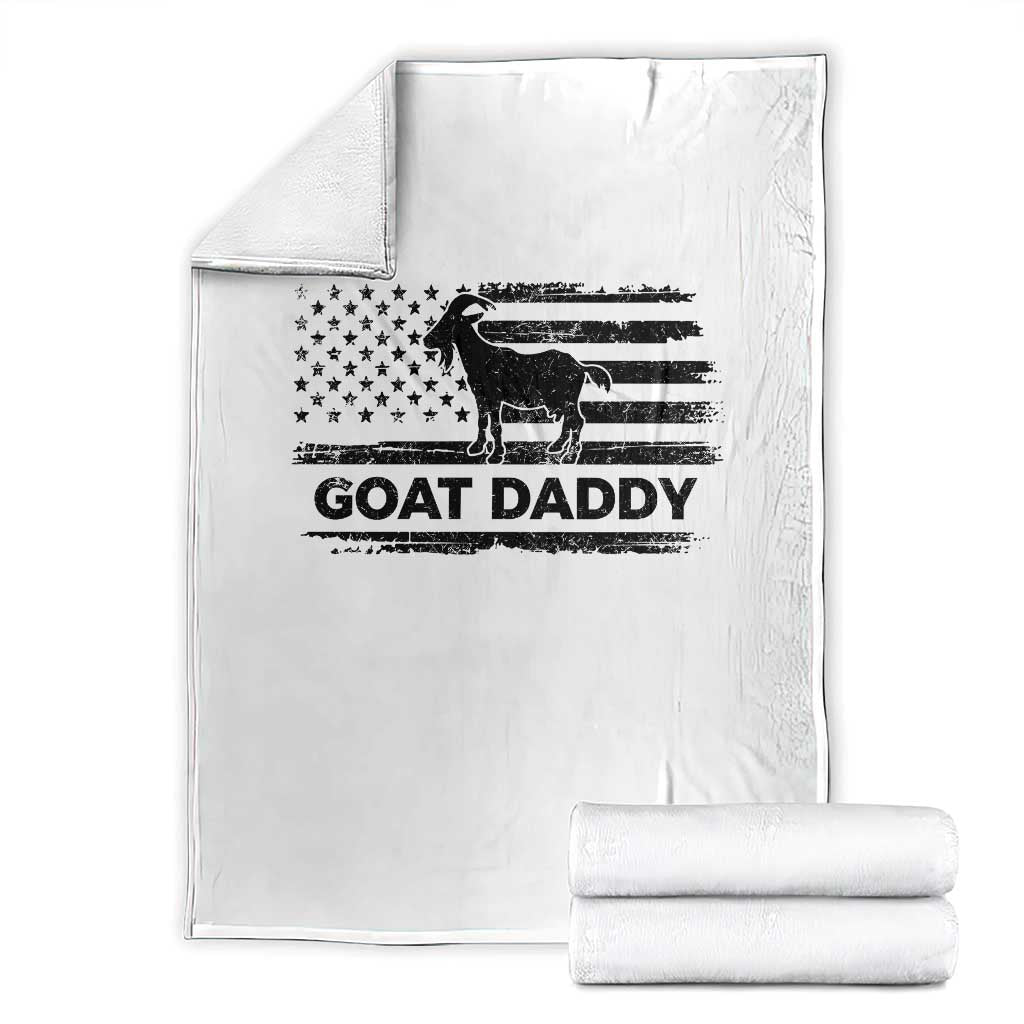Goat Daddy Throw Blanket Funny Fathers Day Presents For Goat Dad US Flag