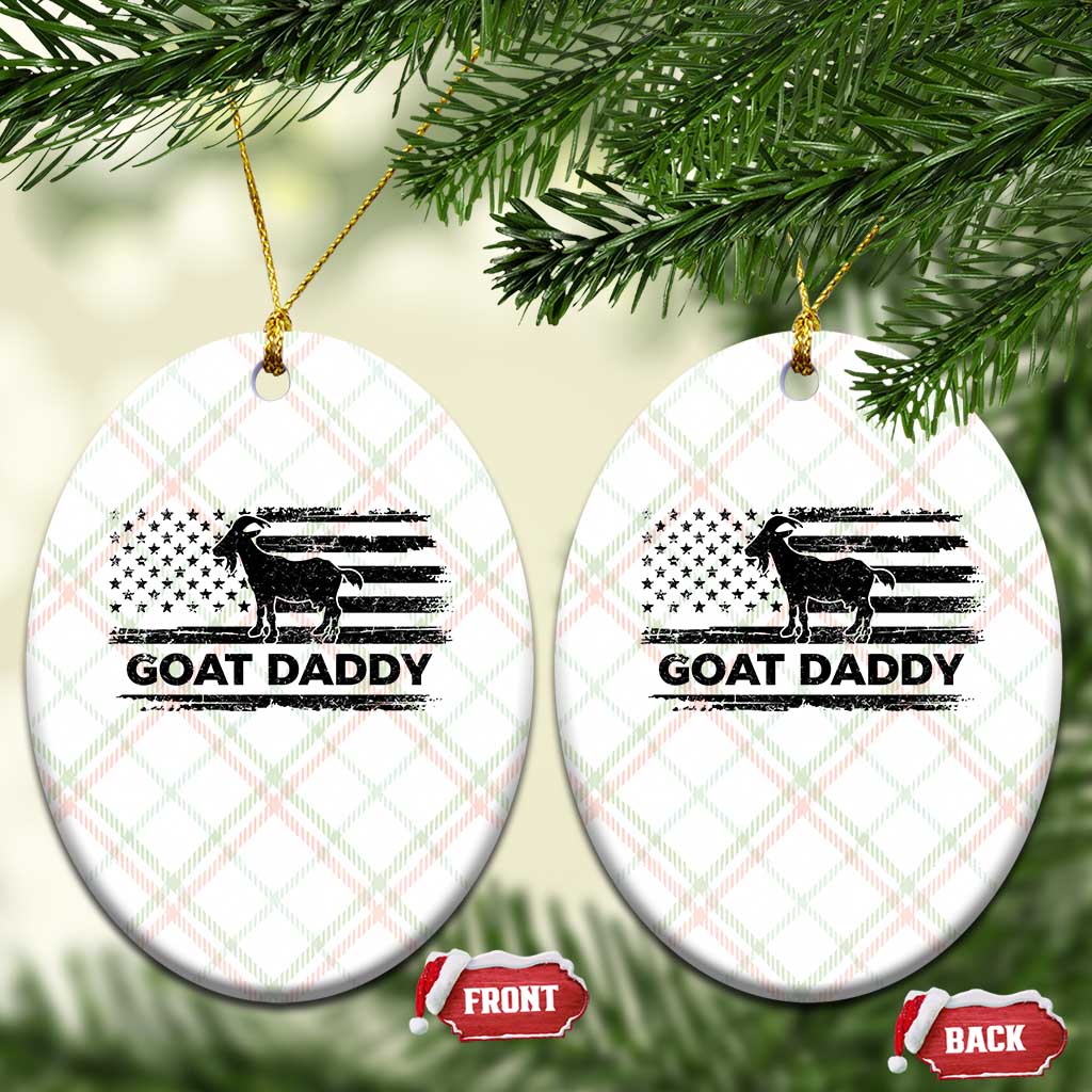 Goat Daddy Ceramic Ornament Funny Fathers Day Presents For Goat Dad US Flag