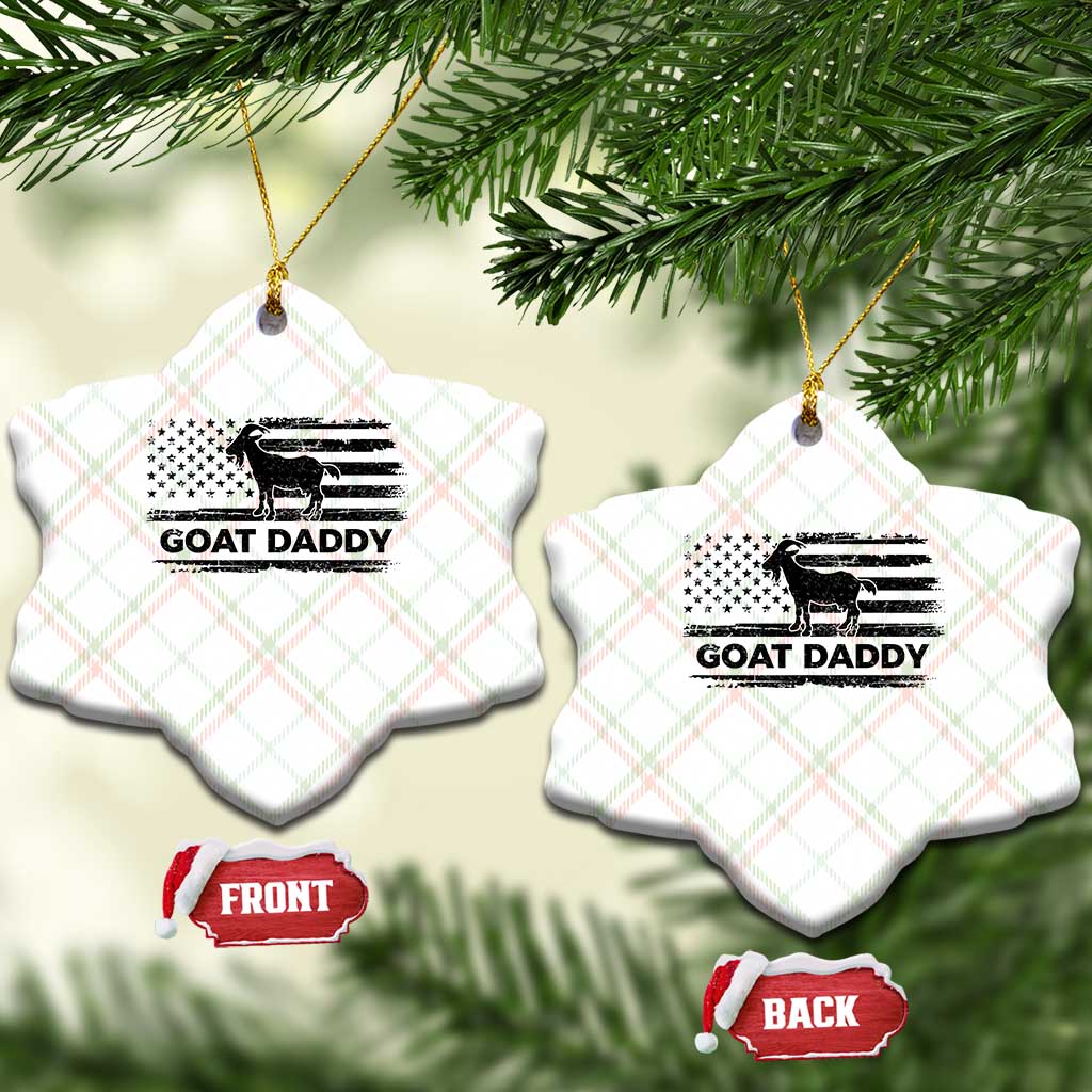 Goat Daddy Ceramic Ornament Funny Fathers Day Presents For Goat Dad US Flag
