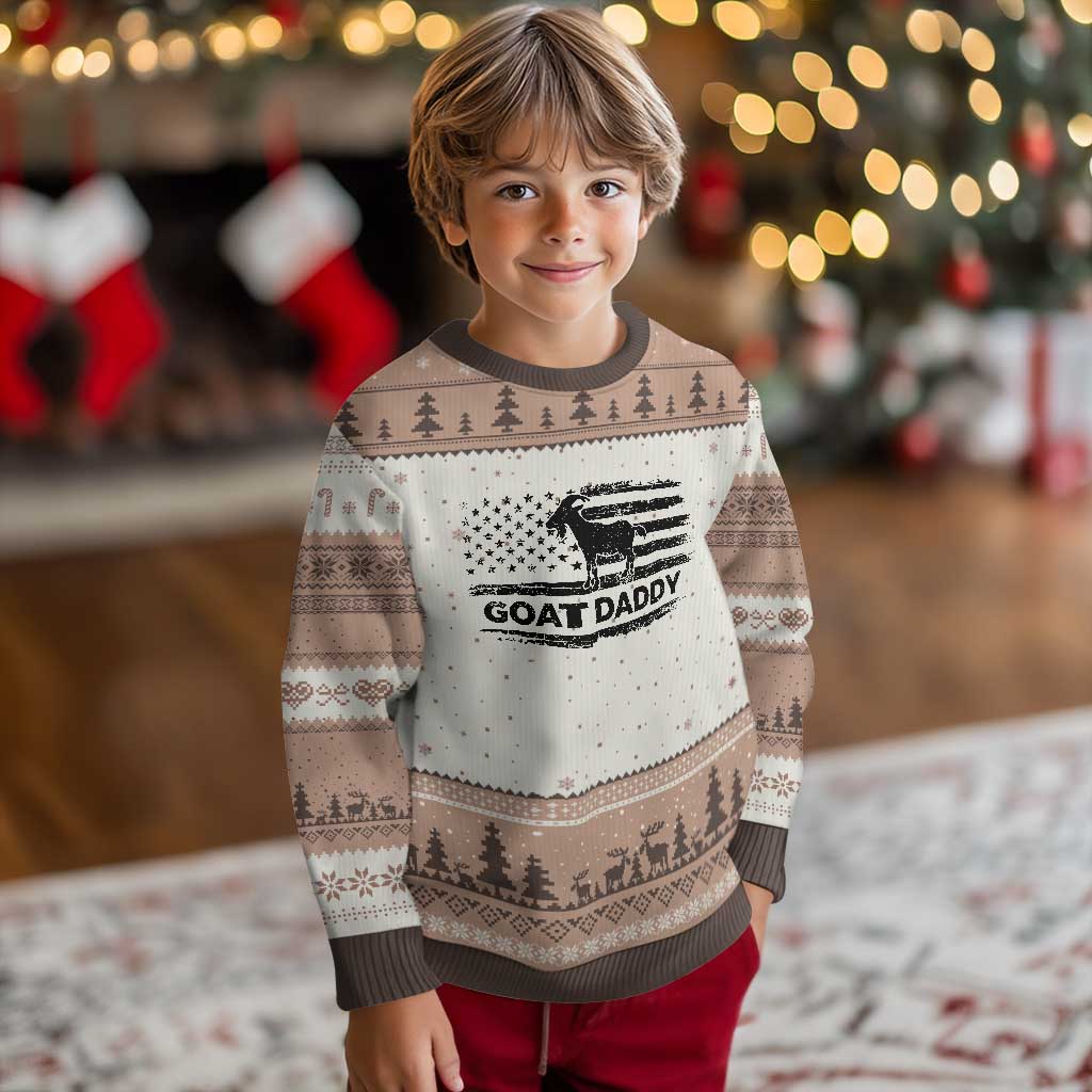 Goat Daddy Ugly Christmas Sweater Funny Fathers Day Presents For Goat Dad US Flag