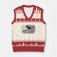 Goat Daddy V-Neck Knit Sweater Vest Funny Fathers Day Presents For Goat Dad US Flag