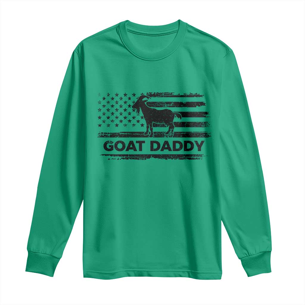 Goat Daddy Long Sleeve Shirt Funny Fathers Day Presents For Goat Dad US Flag