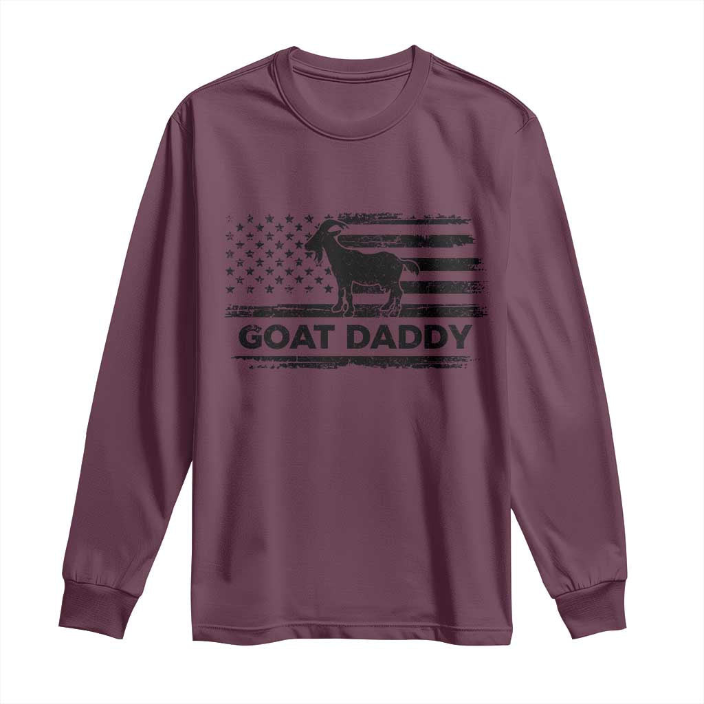 Goat Daddy Long Sleeve Shirt Funny Fathers Day Presents For Goat Dad US Flag