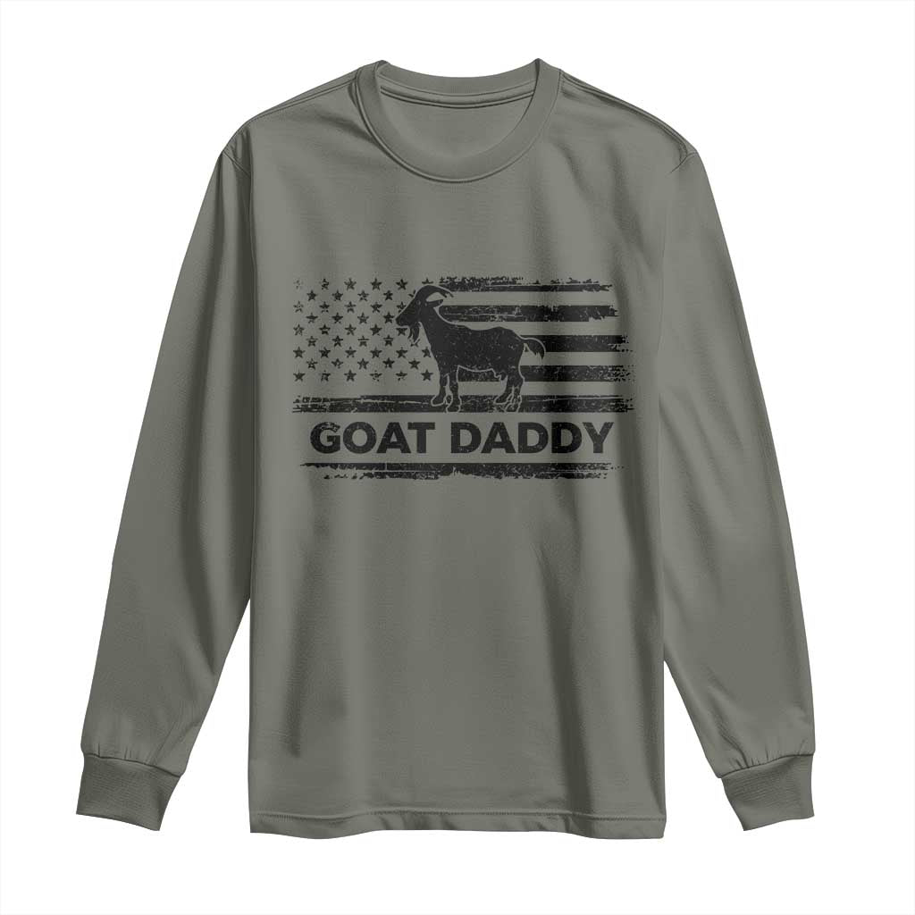 Goat Daddy Long Sleeve Shirt Funny Fathers Day Presents For Goat Dad US Flag