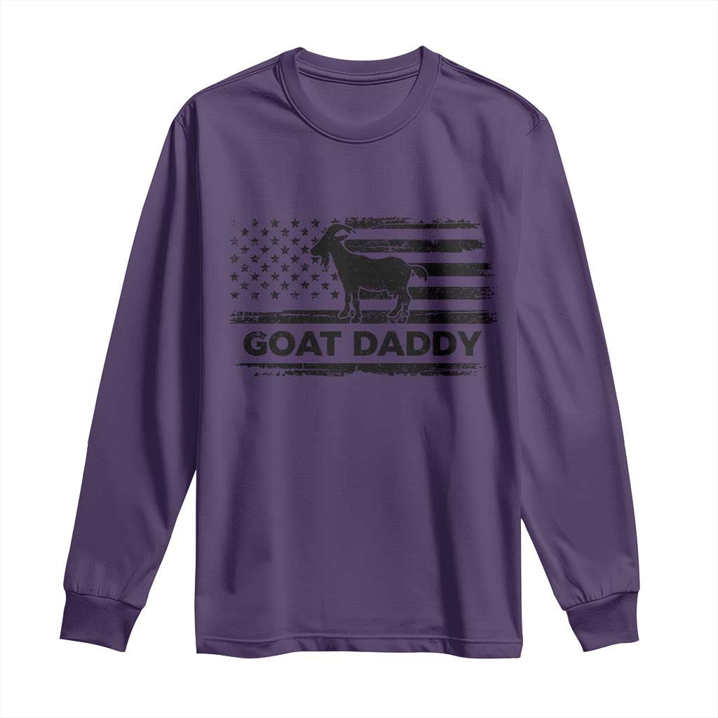 Goat Daddy Long Sleeve Shirt Funny Fathers Day Presents For Goat Dad US Flag