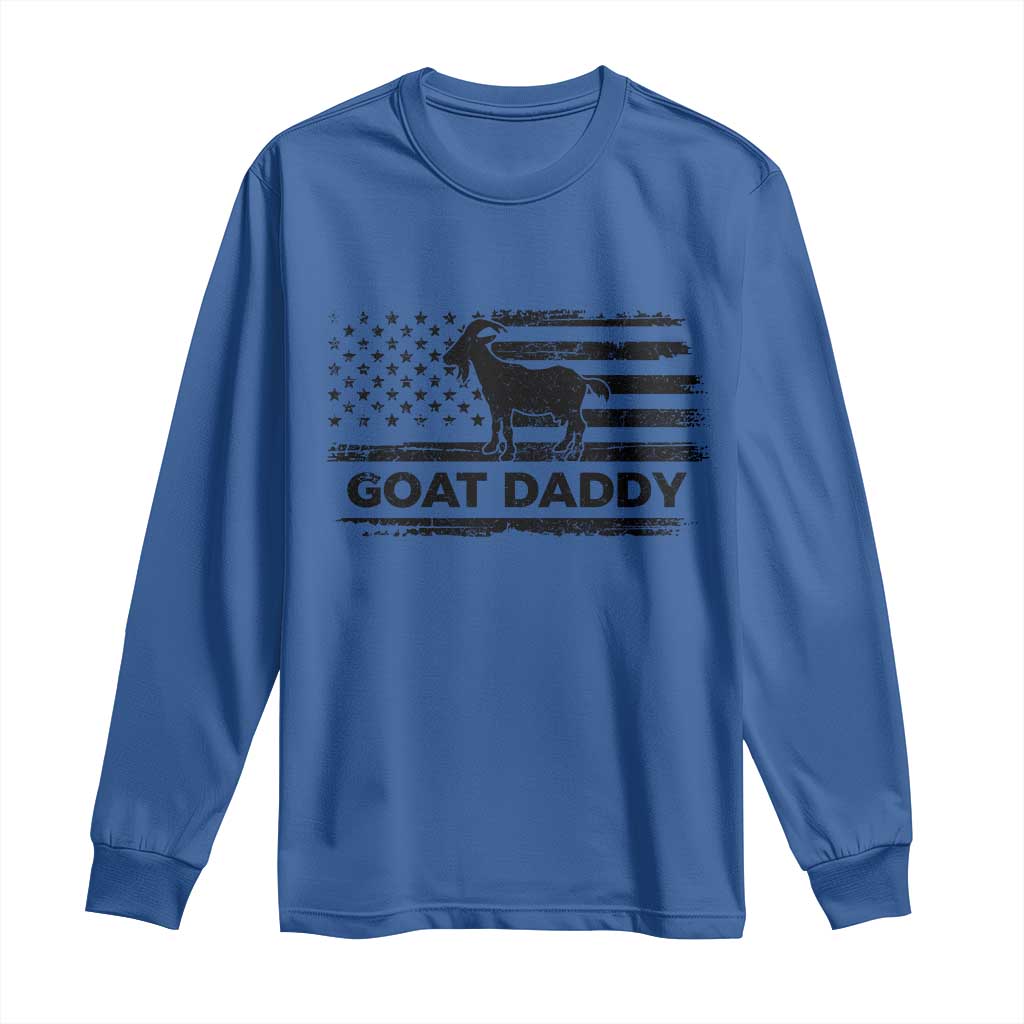 Goat Daddy Long Sleeve Shirt Funny Fathers Day Presents For Goat Dad US Flag