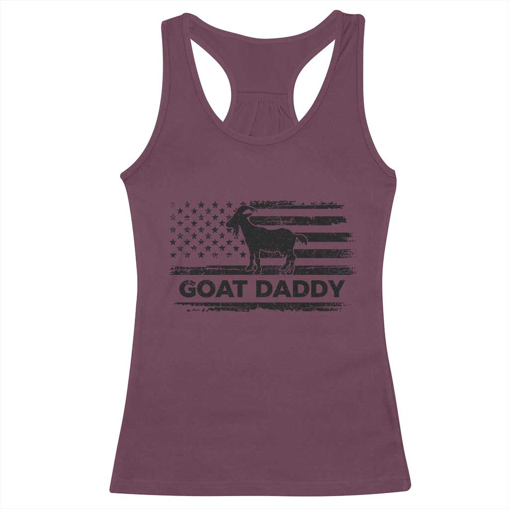 Goat Daddy Racerback Tank Top Funny Fathers Day Presents For Goat Dad US Flag