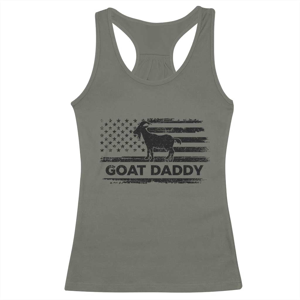 Goat Daddy Racerback Tank Top Funny Fathers Day Presents For Goat Dad US Flag