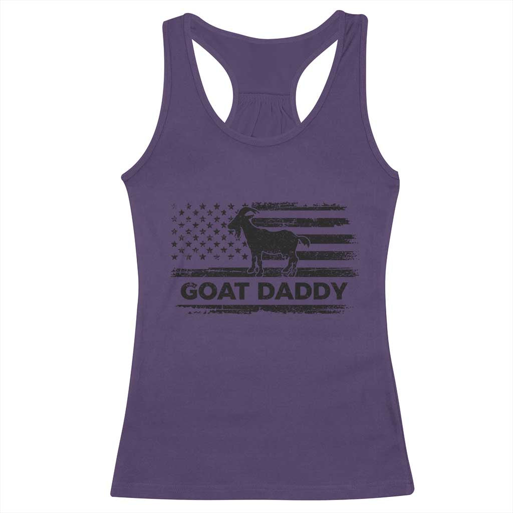 Goat Daddy Racerback Tank Top Funny Fathers Day Presents For Goat Dad US Flag
