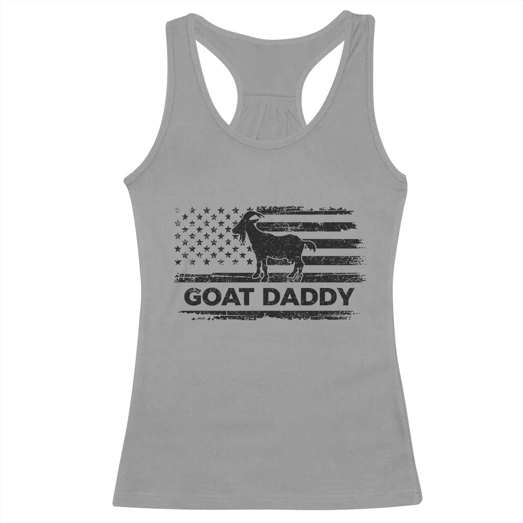 Goat Daddy Racerback Tank Top Funny Fathers Day Presents For Goat Dad US Flag