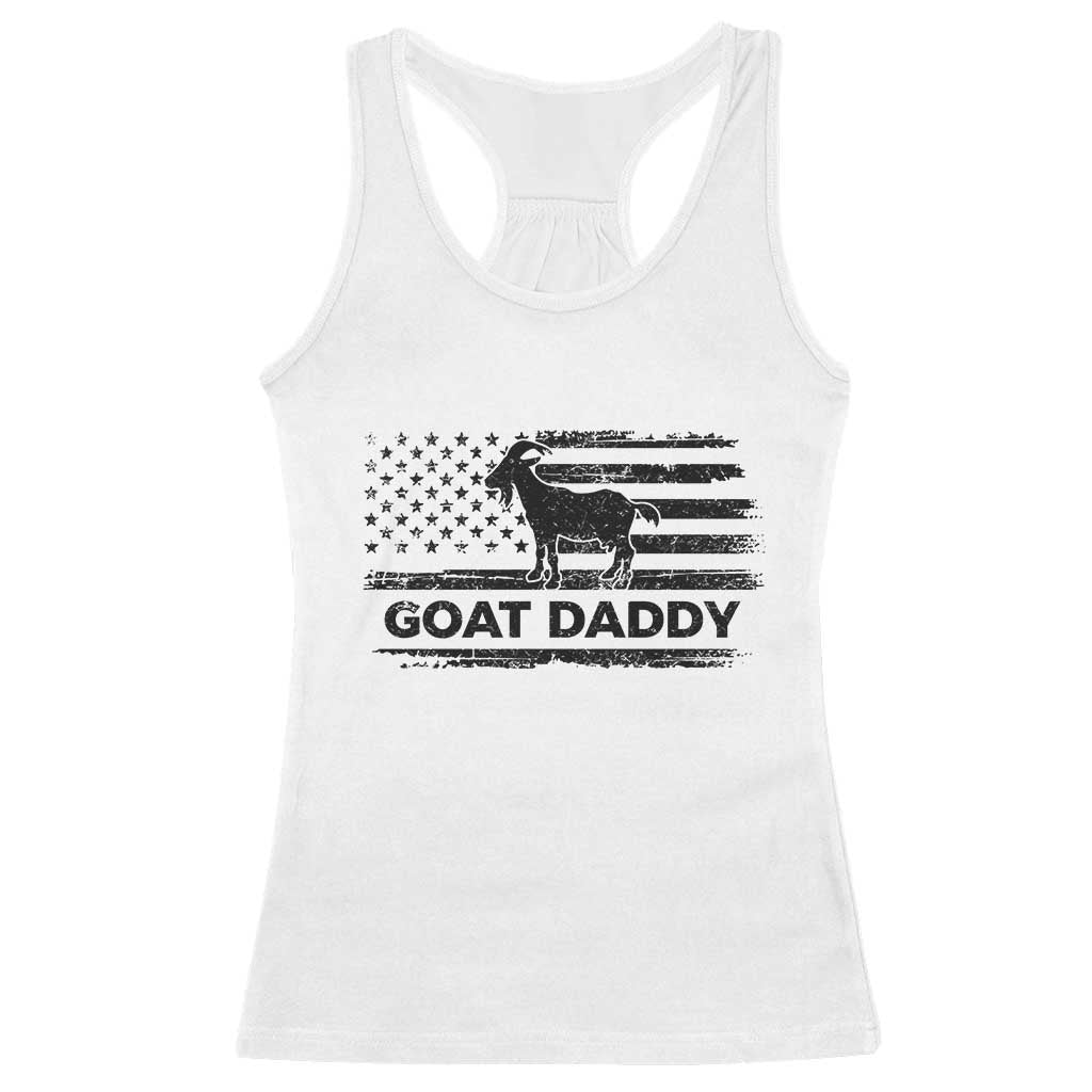 Goat Daddy Racerback Tank Top Funny Fathers Day Presents For Goat Dad US Flag