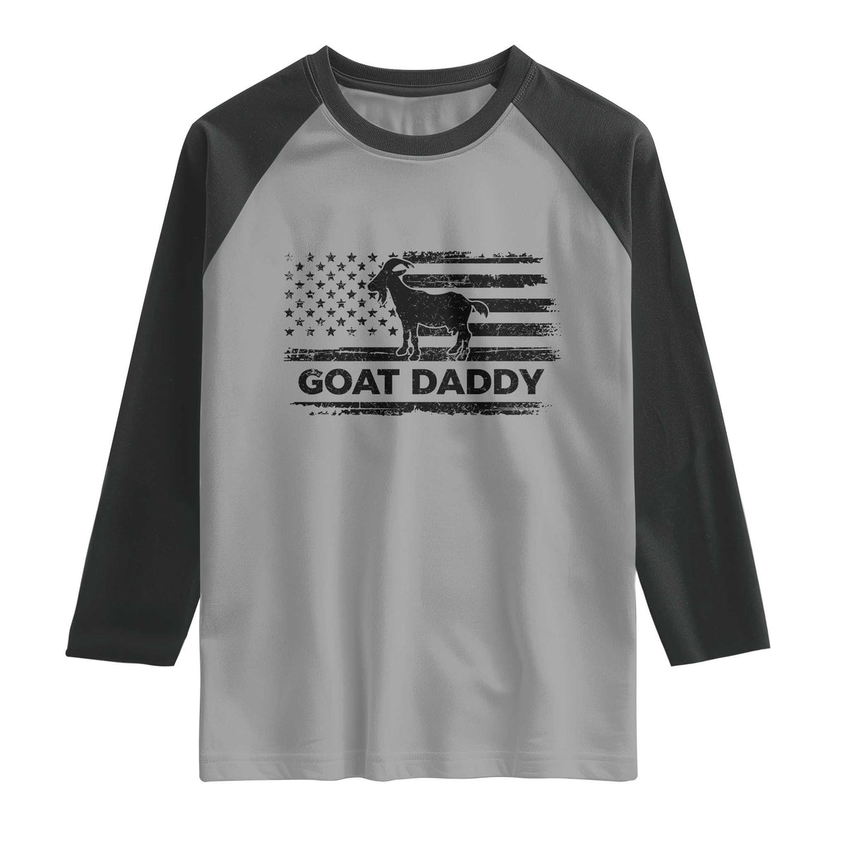 Goat Daddy Raglan Shirt Funny Fathers Day Presents For Goat Dad US Flag