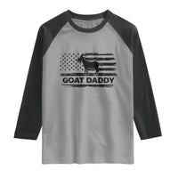 Goat Daddy Raglan Shirt Funny Fathers Day Presents For Goat Dad US Flag