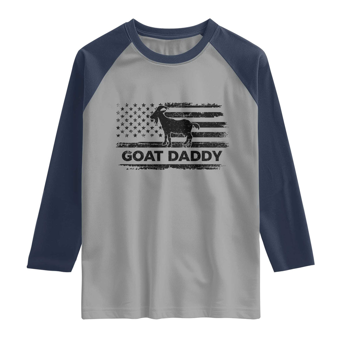 Goat Daddy Raglan Shirt Funny Fathers Day Presents For Goat Dad US Flag
