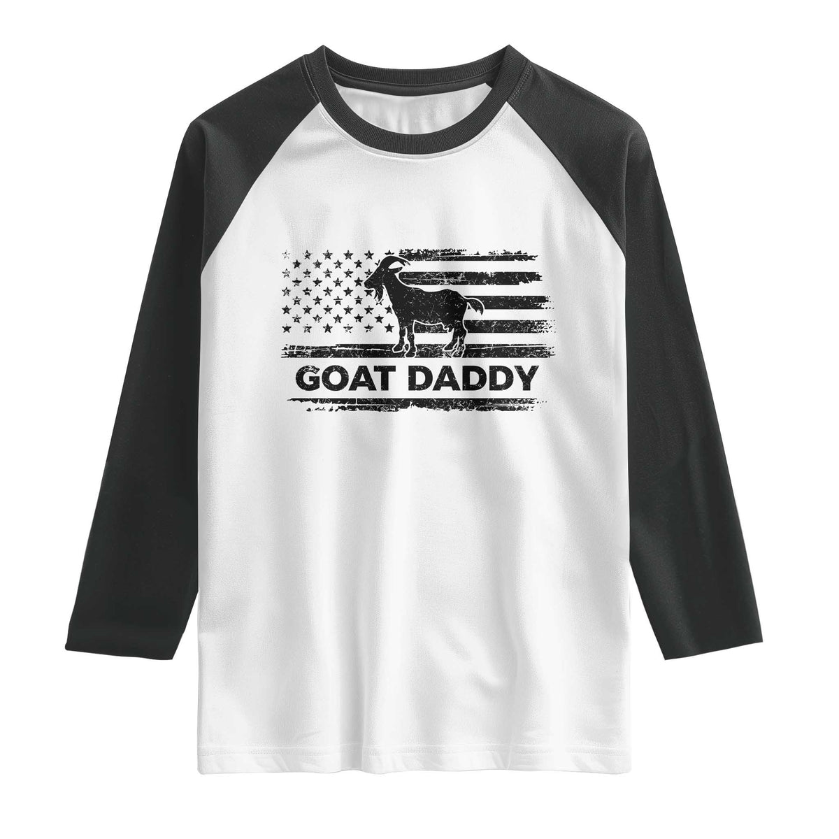 Goat Daddy Raglan Shirt Funny Fathers Day Presents For Goat Dad US Flag