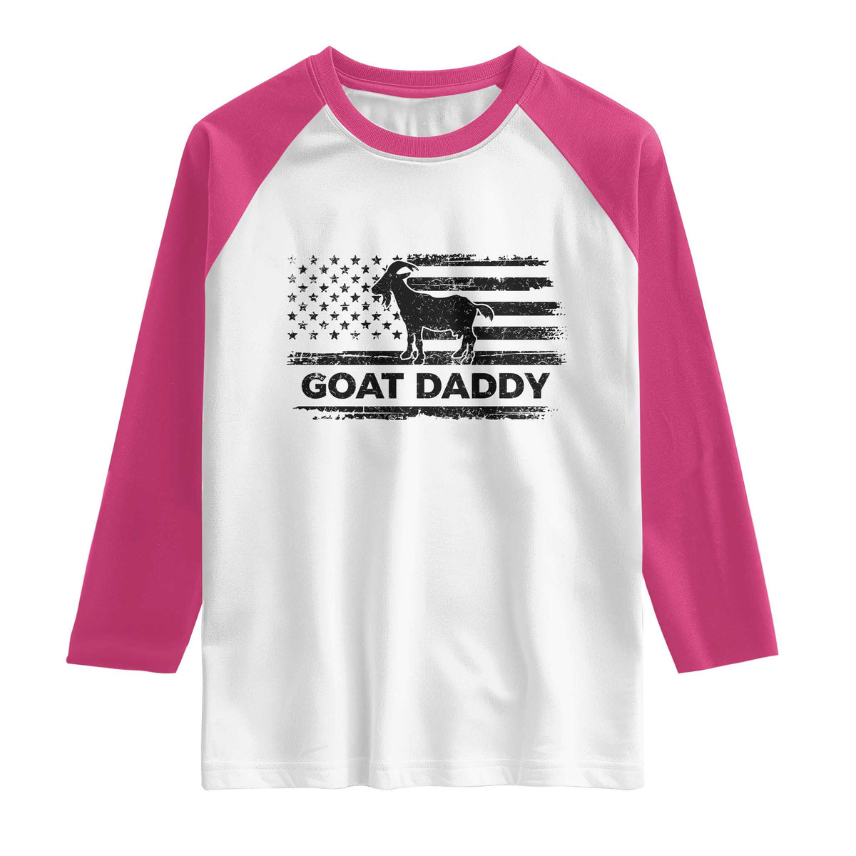 Goat Daddy Raglan Shirt Funny Fathers Day Presents For Goat Dad US Flag