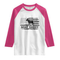 Goat Daddy Raglan Shirt Funny Fathers Day Presents For Goat Dad US Flag