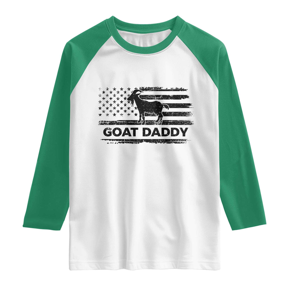Goat Daddy Raglan Shirt Funny Fathers Day Presents For Goat Dad US Flag