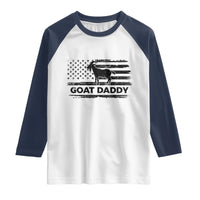 Goat Daddy Raglan Shirt Funny Fathers Day Presents For Goat Dad US Flag