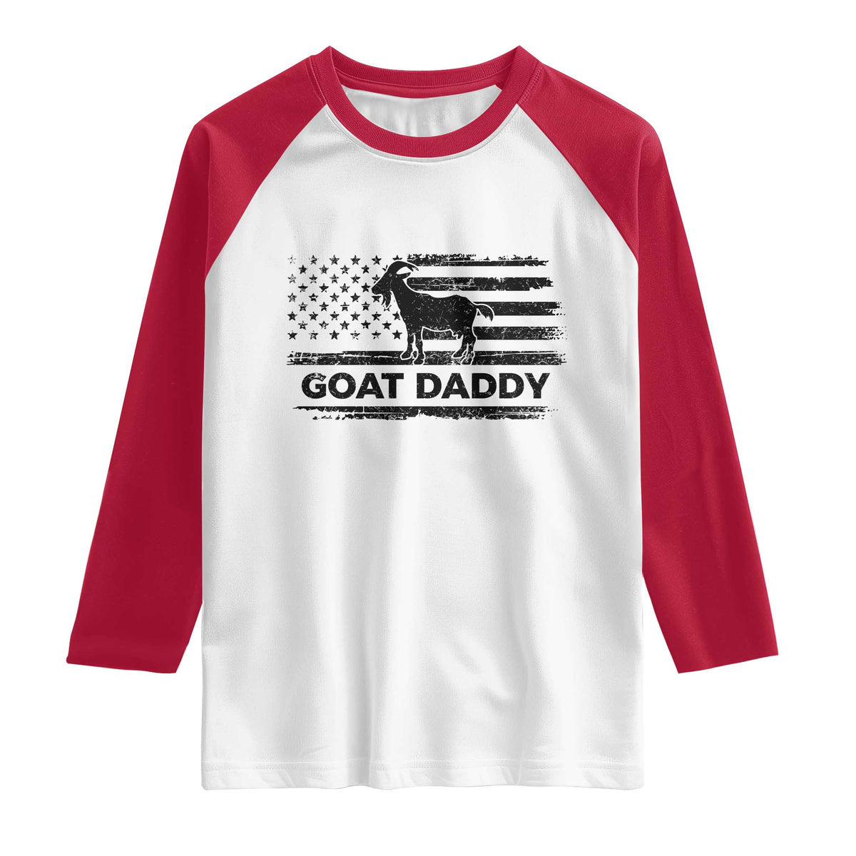 Goat Daddy Raglan Shirt Funny Fathers Day Presents For Goat Dad US Flag