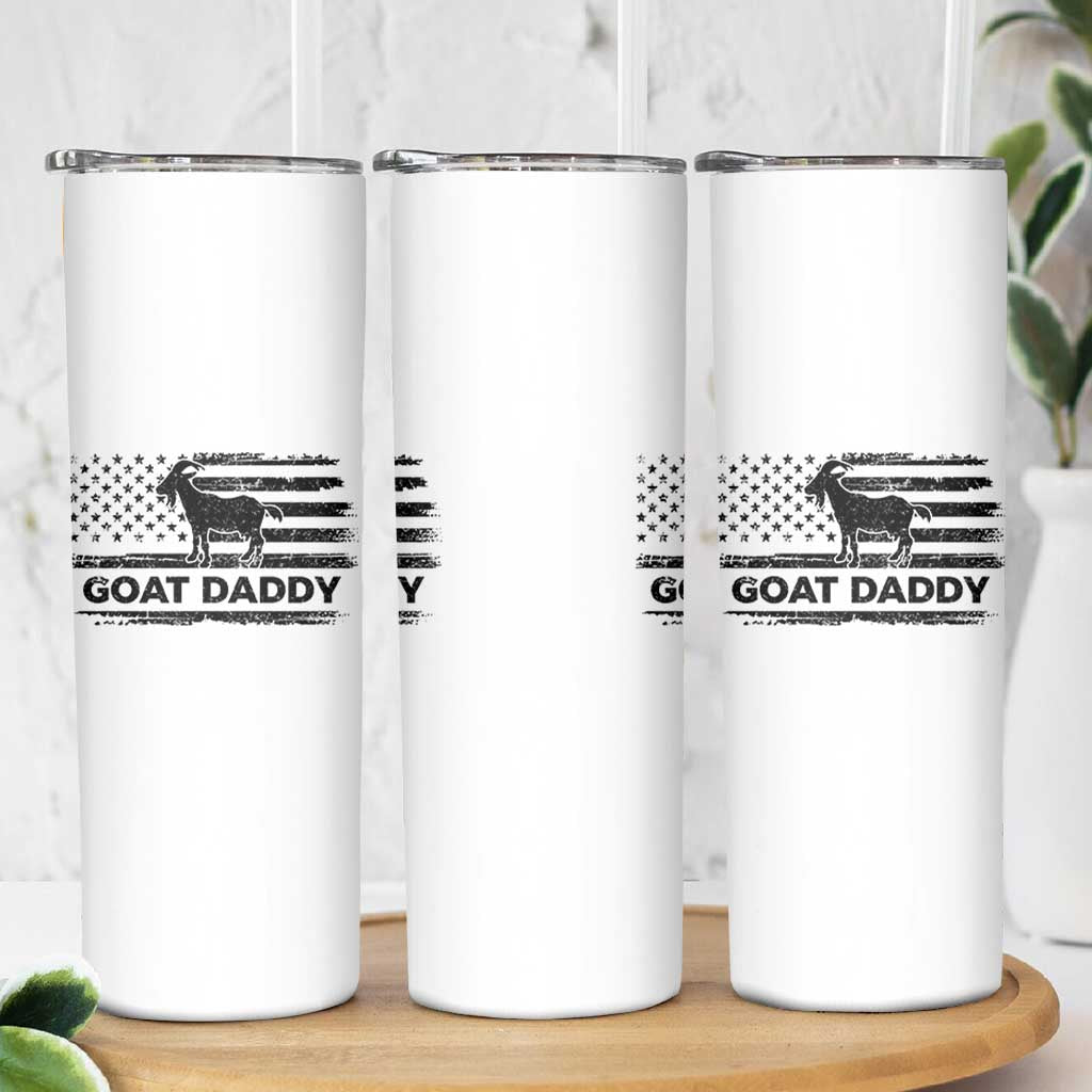 Goat Daddy Skinny Tumbler Funny Fathers Day Presents For Goat Dad US Flag
