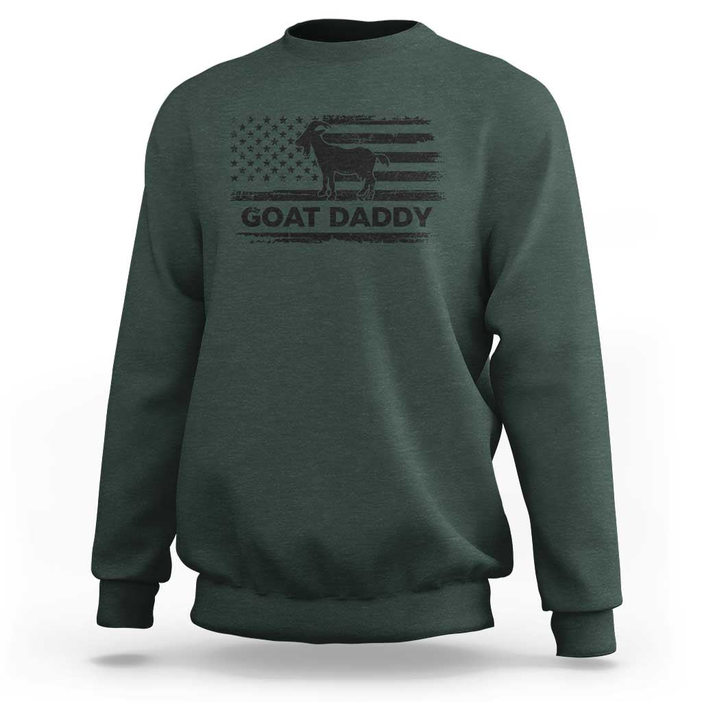 Goat Daddy Sweatshirt Funny Fathers Day Presents For Goat Dad US Flag