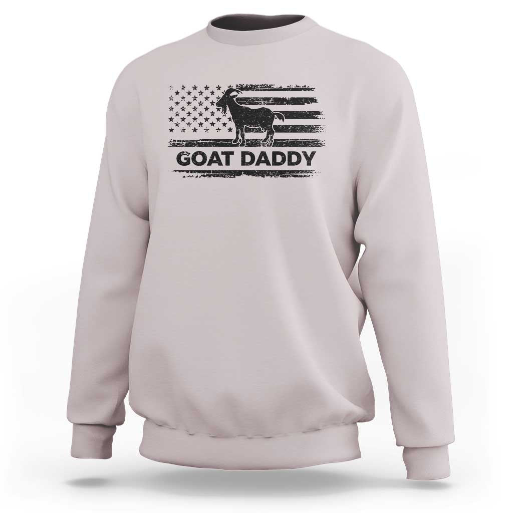 Goat Daddy Sweatshirt Funny Fathers Day Presents For Goat Dad US Flag