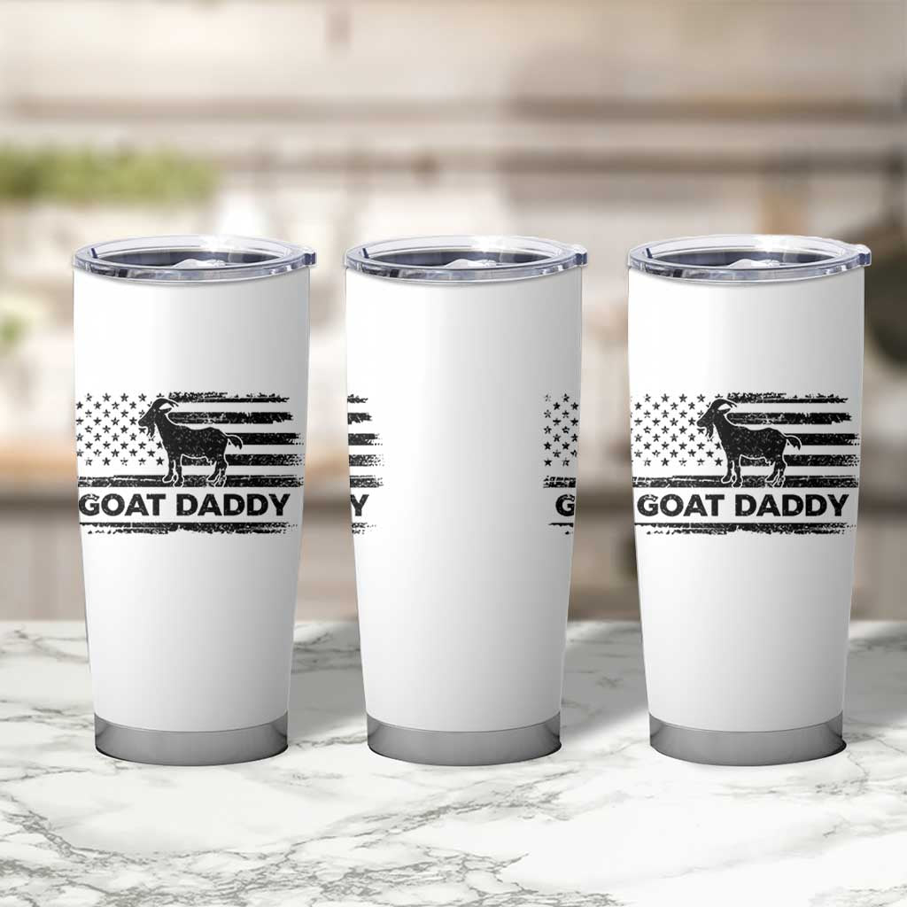 Goat Daddy Tumbler Cup Funny Fathers Day Presents For Goat Dad US Flag