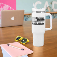 Goat Daddy Tumbler With Handle Funny Fathers Day Presents For Goat Dad US Flag