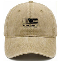 Goat Daddy Washed Cotton Baseball Cap Funny Fathers Day Presents For Goat Dad US Flag