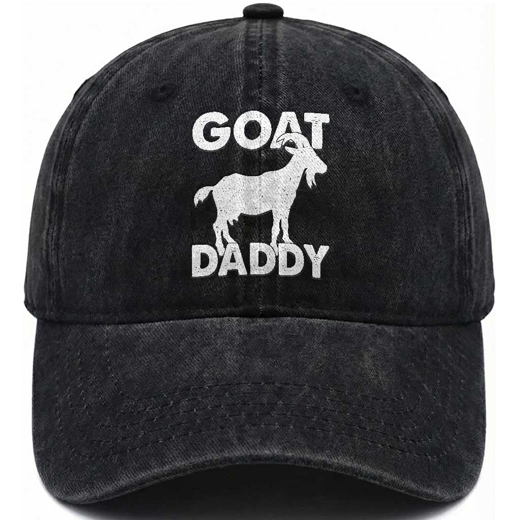 Goat Daddy Washed Cotton Baseball Cap Funny Fathers Day Presents For Goat Dad