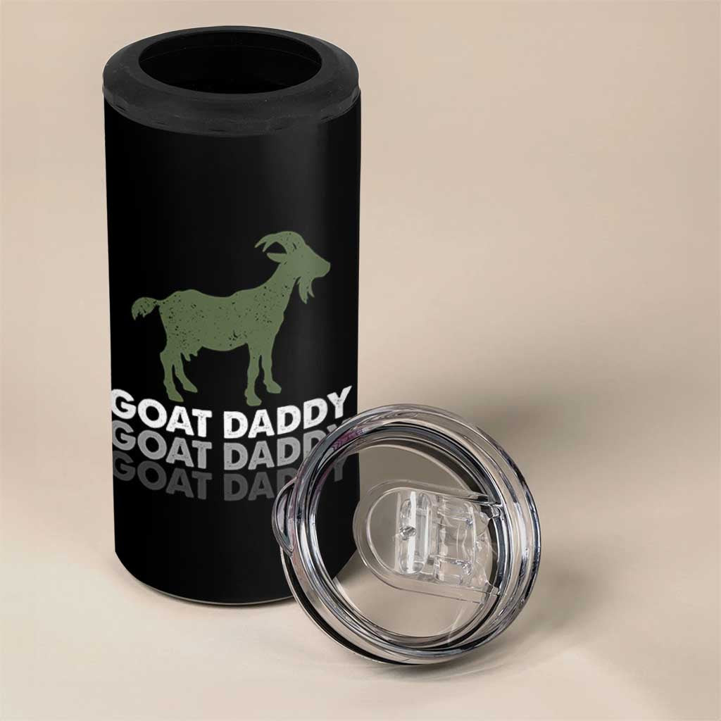 Funny Dad 4 in 1 Can Cooler Tumbler Funny Goat Daddy Fathers Day Presents For Goat Lovers