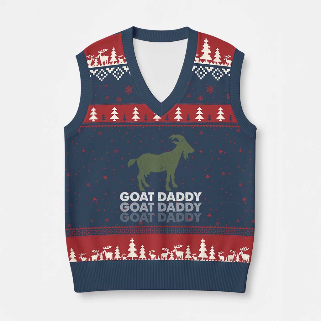 Funny Dad V-Neck Knit Sweater Vest Funny Goat Daddy Fathers Day Presents For Goat Lovers
