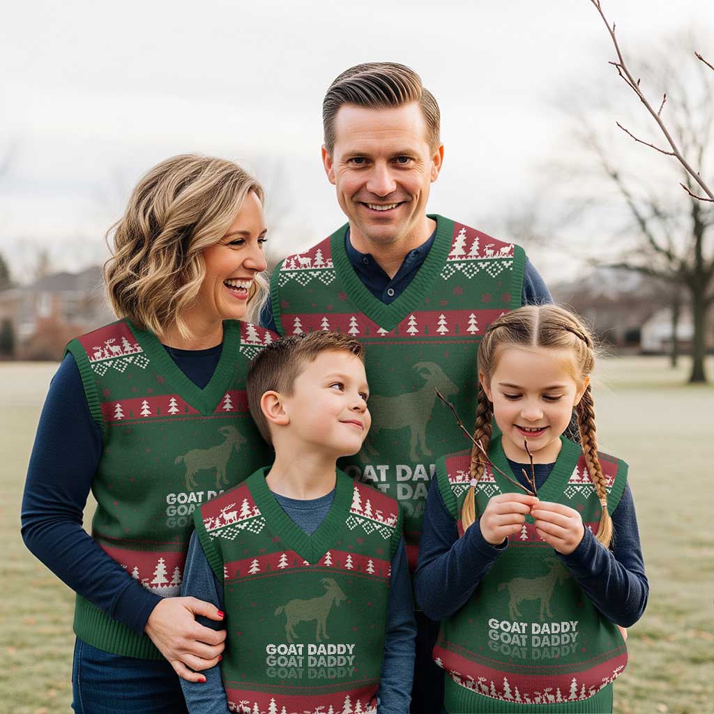 Funny Dad V-Neck Knit Sweater Vest Funny Goat Daddy Fathers Day Presents For Goat Lovers