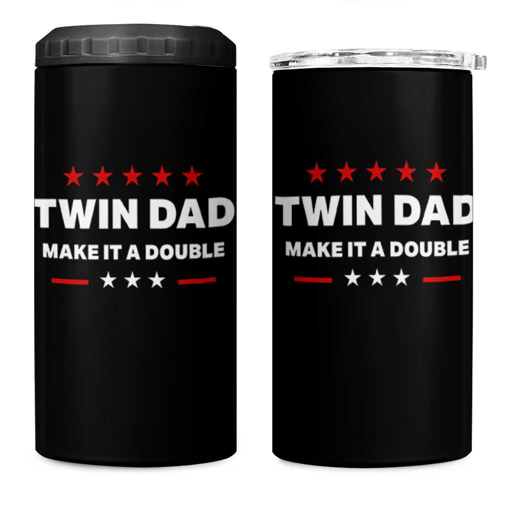Retro Twin Dad 4 in 1 Can Cooler Tumbler Make It A Double Fathers Day