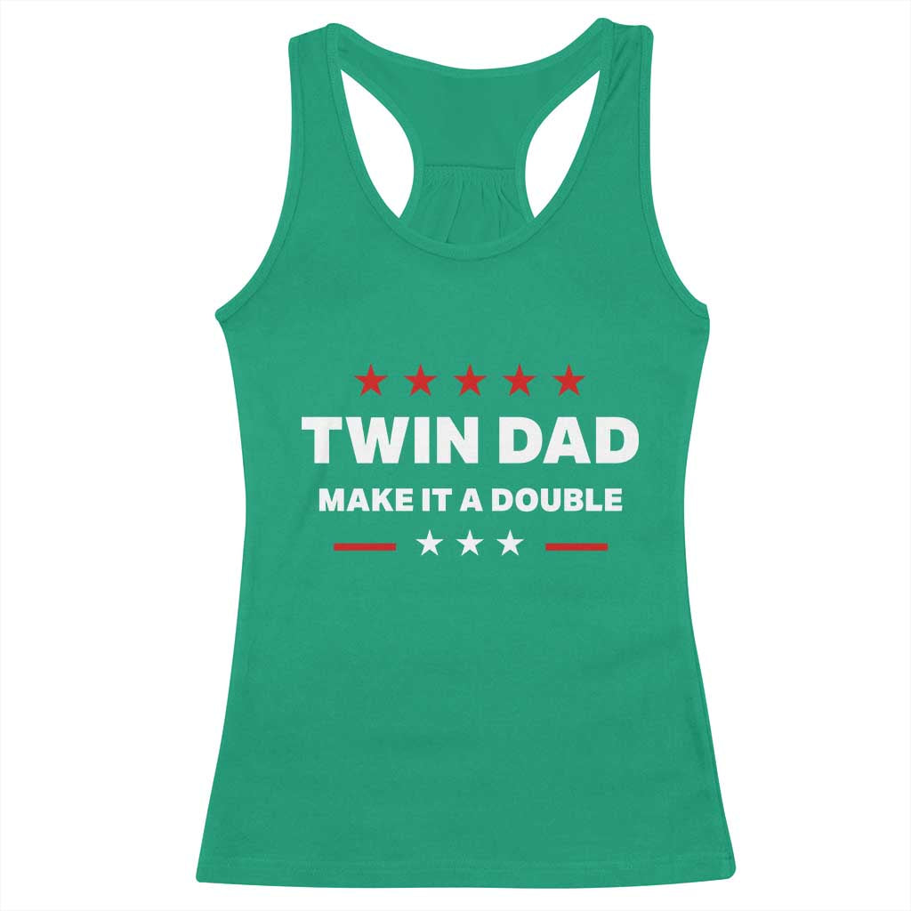 Retro Twin Dad Racerback Tank Top Make It A Double Fathers Day
