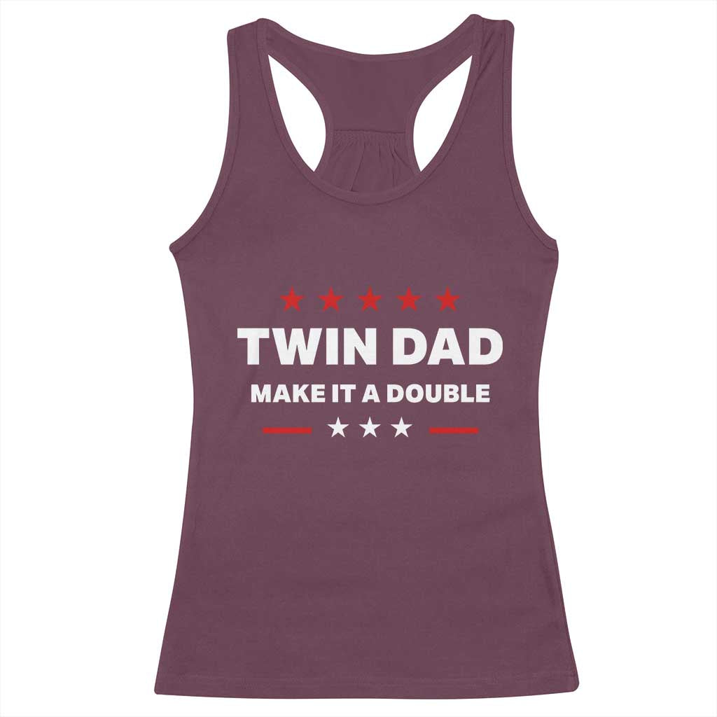 Retro Twin Dad Racerback Tank Top Make It A Double Fathers Day